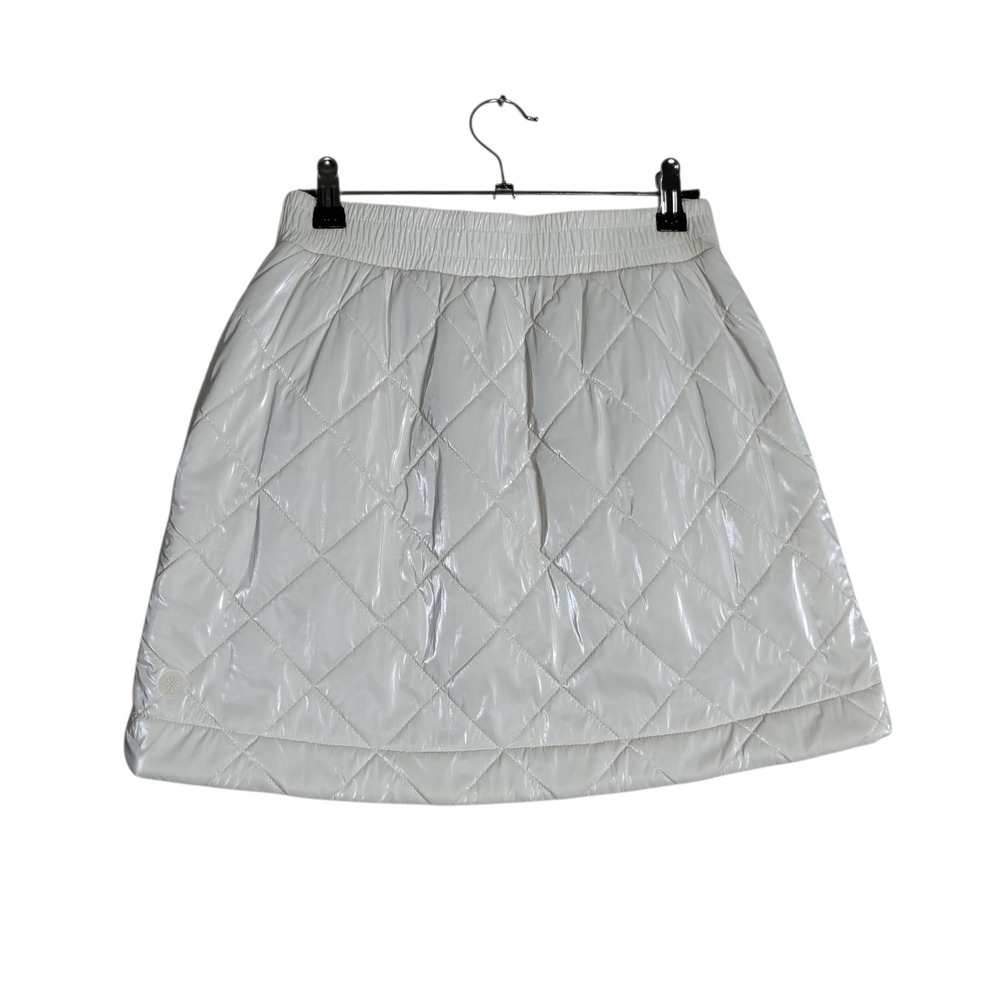 Athleta Girl Kids Quilted Puffer Skirt Cream Sherpa Lined Snap Front Size XL 14